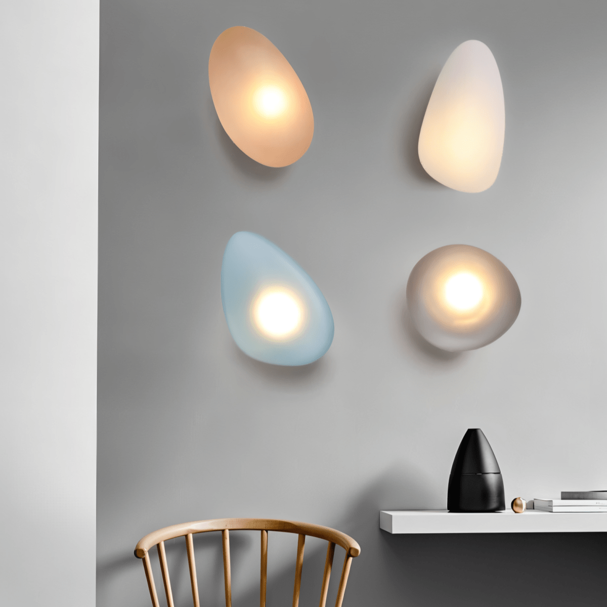 JANA Pebble Glass Wall Sconce With Warm Diffused Light For Modern Ambiance