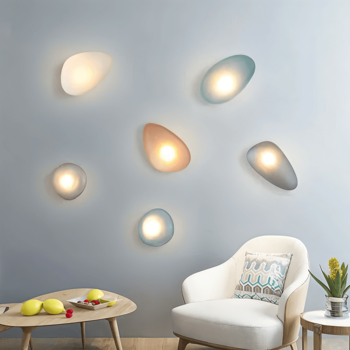 JANA Pebble Glass Wall Sconce With Warm Diffused Light For Modern Ambiance