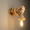 Analisa Handmade Wall Lamp with Hemp Rope Design Solid Wood Base