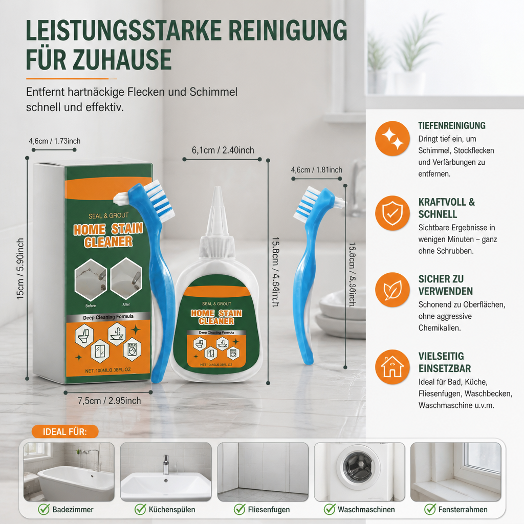 Schimmelentferner-Gel mit Scheuerbürste – Kraftvoller Reiniger gegen Schimmel & Flecken