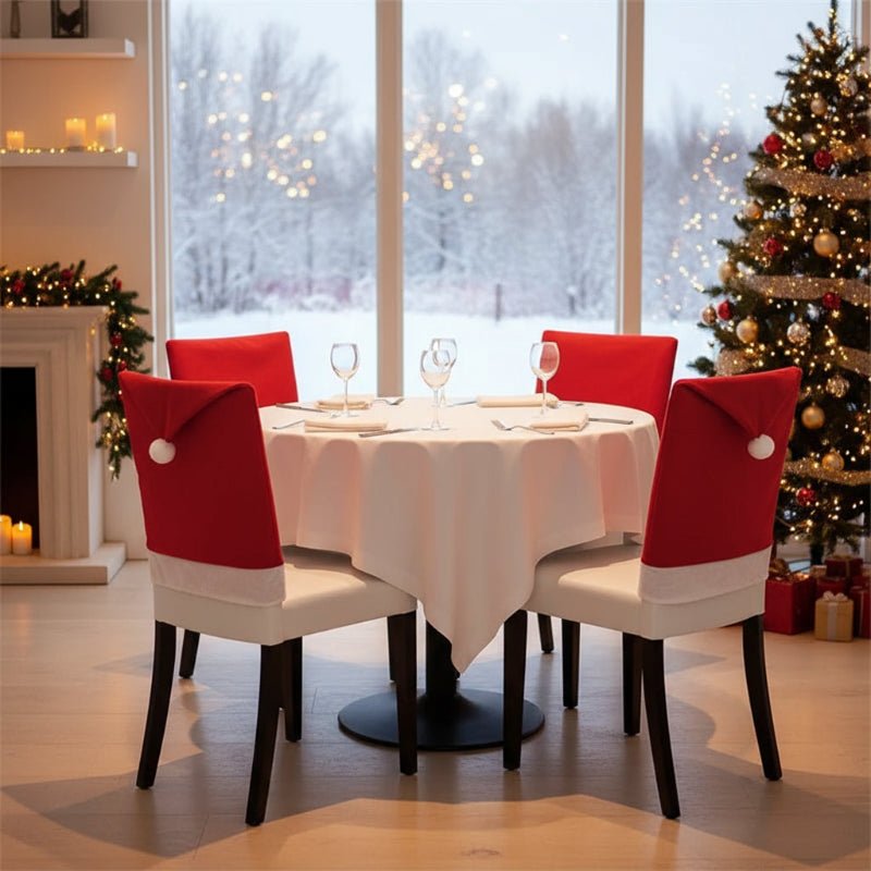 JOLLYCHAIR – Stuhlhussen mit Weihnachtsmannmütze (2er-Pack) für festliche Esszimmerdekoration 5