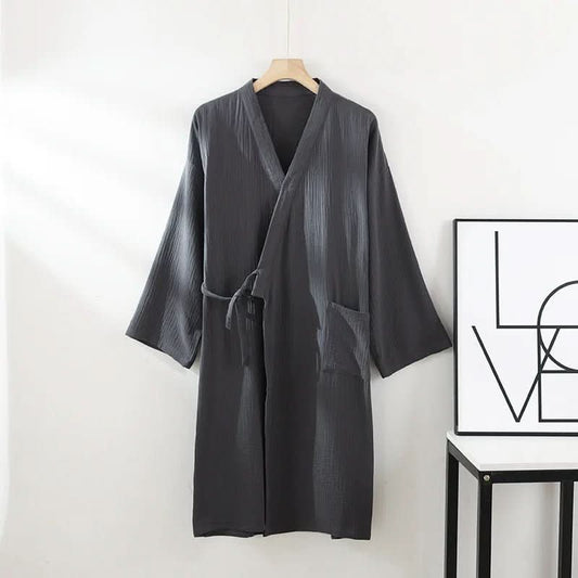 ZenGewebe Baumwoll Kimono | Atmungsaktiver Bademantel | Unisex | Leicht & Elegant Zuhause Wellness