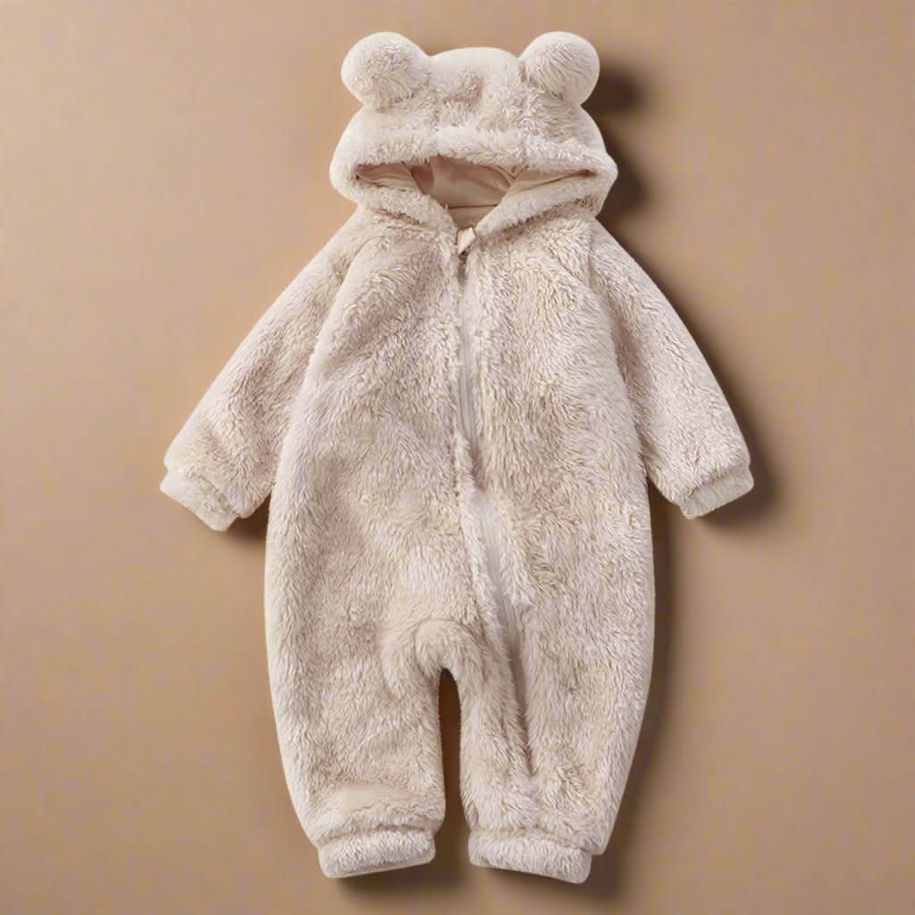 SnuggleBear Flannel Romper - Soft Bear Design Romper for Babies - Cuddly & Warm for Winter