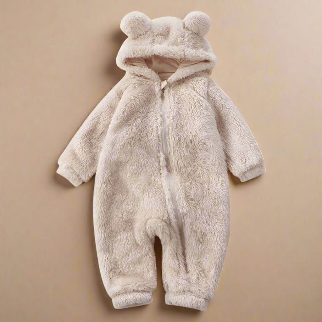 SnuggleBear Flannel Romper - Soft Bear Design Romper for Babies - Cuddly & Warm for Winter