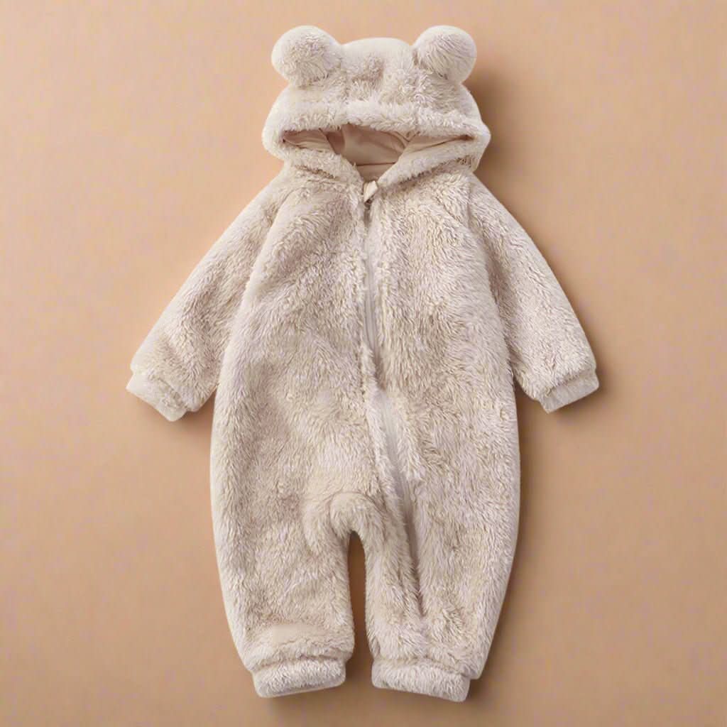 SnuggleBear Flannel Romper - Soft Bear Design Romper for Babies - Cuddly & Warm for Winter