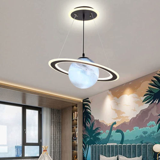 LED Planet Pendant Lamp - Nursery Ceiling Light with Planet Design & Soft Night Light