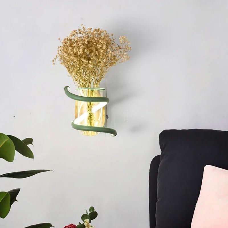 Blütenlicht – LED Wall Vase Lamp Made of Wood & Aluminum for Stylish Outdoor Areas