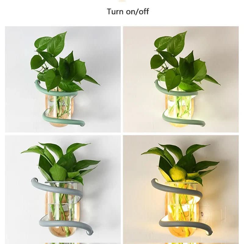 Blütenlicht – LED Wall Vase Lamp Made of Wood & Aluminum for Stylish Outdoor Areas