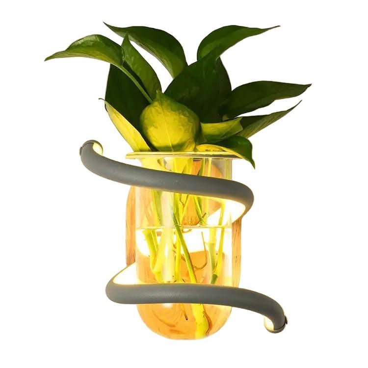Blütenlicht – LED Wall Vase Lamp Made of Wood & Aluminum for Stylish Outdoor Areas