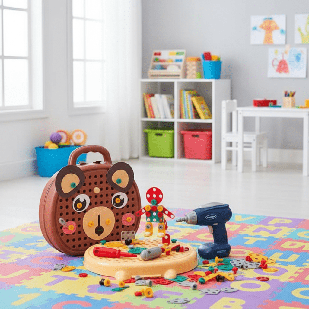 Small Builder's Tool Set – 203-Piece Construction Toy with Small Drill