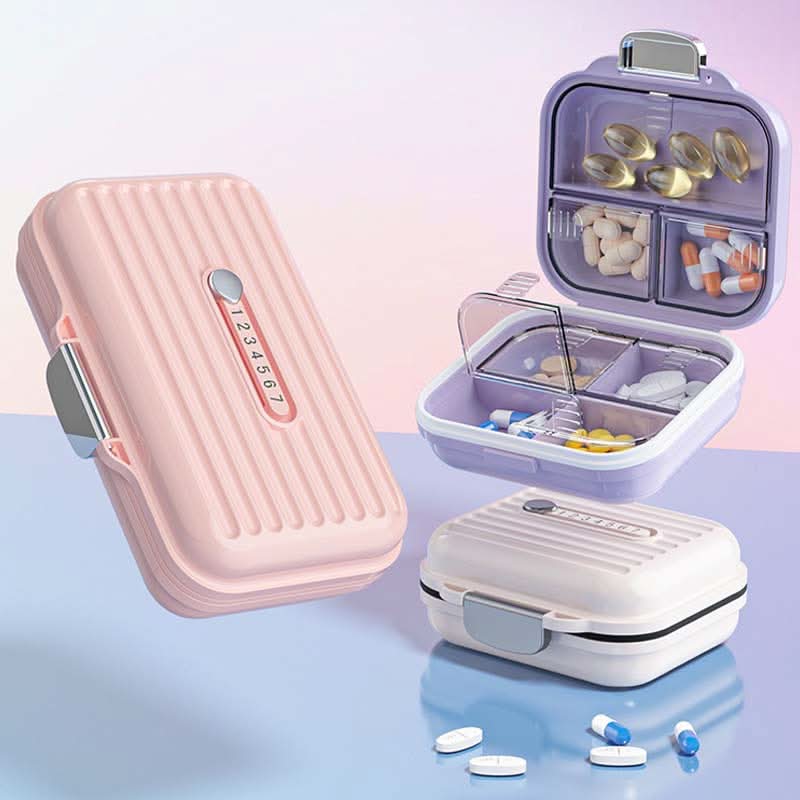Compact Medicine Case – Portable Pill Organizer with 7 Compartments and Triple Seal