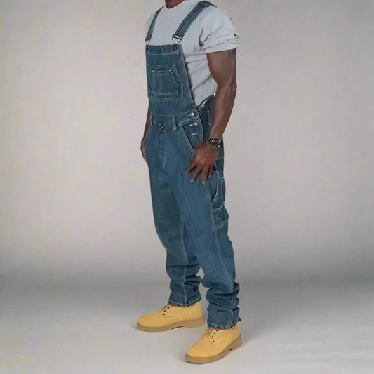 URBANOVER – Herren Jeans Overall mit Spleiß-Details