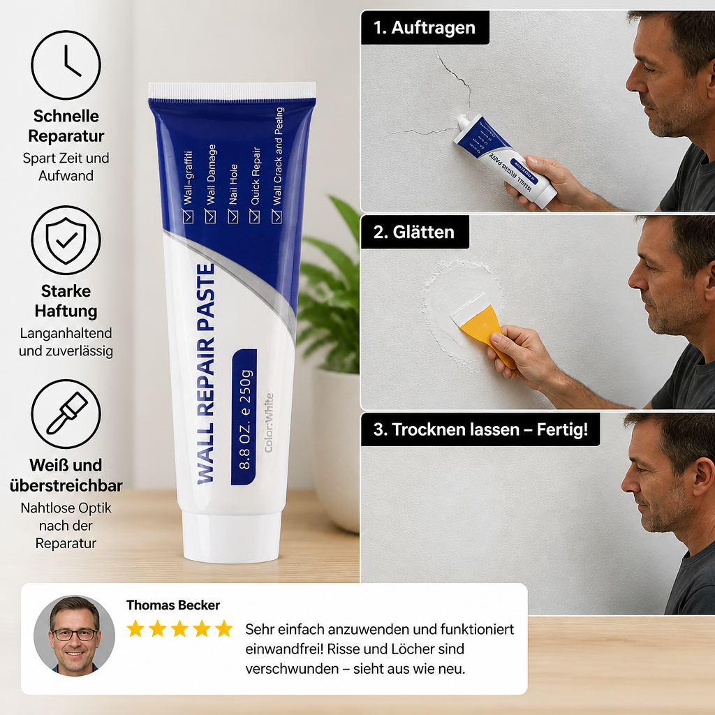 Sofort-Wandreparaturcreme – Schneller Riss- und Lochfüller