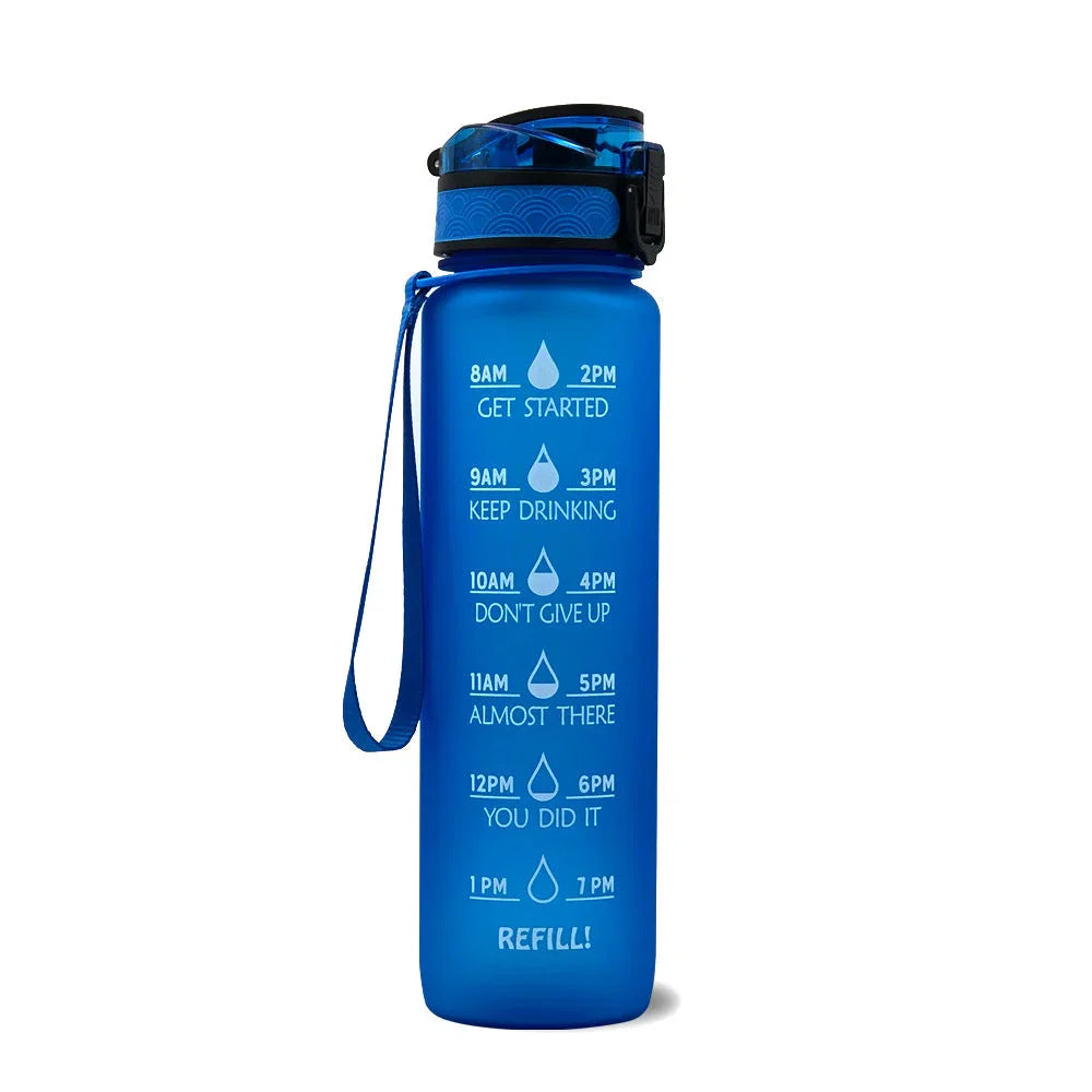 Motivations-Wasserflasche mit Zeitangaben