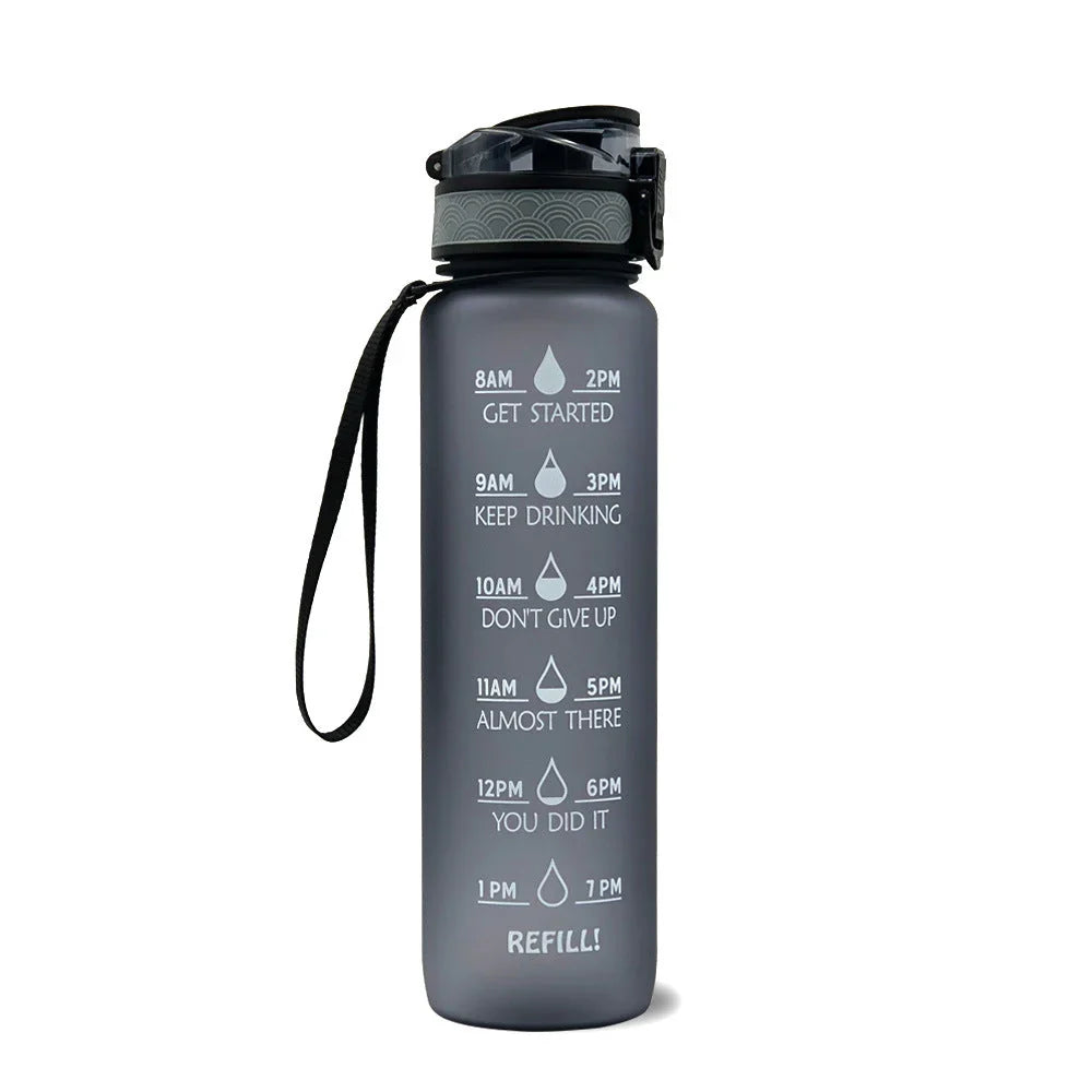 Motivations-Wasserflasche mit Zeitangaben