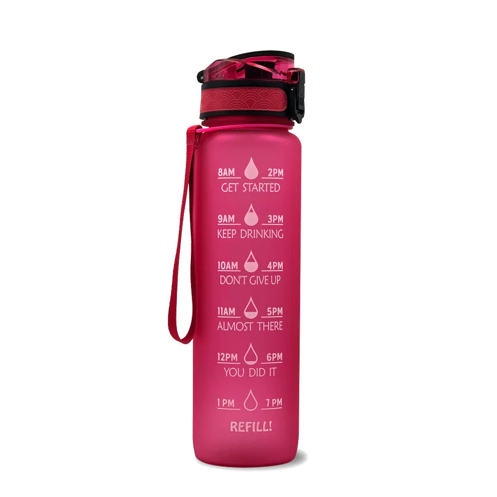 Motivations-Wasserflasche mit Zeitangaben