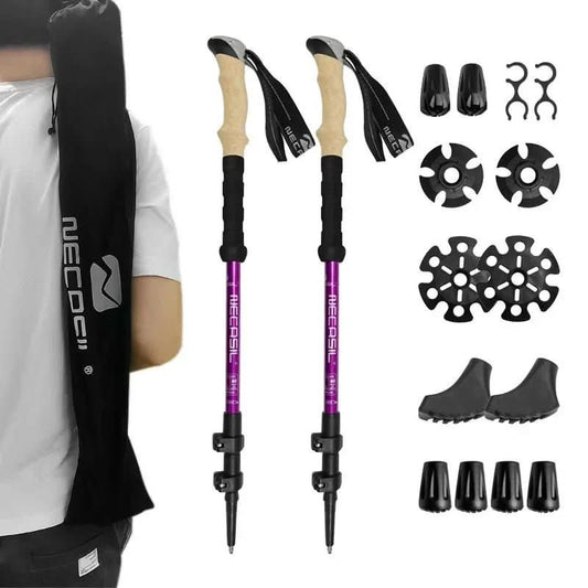 NECASIL Trekking Poles – Foldable Hiking Poles with EVA Grip & Rubber Tip