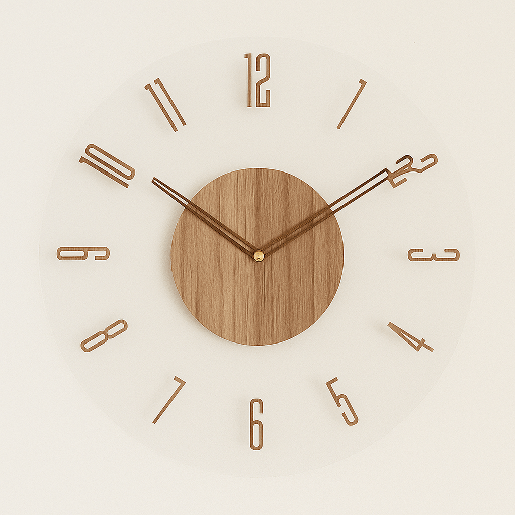 Nordic Clock – Silent Wall Clock in Scandinavian Design Made from Natural Wood