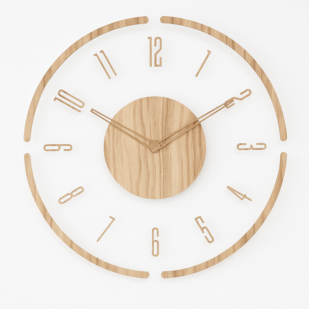 Nordic Clock – Silent Wall Clock in Scandinavian Design Made from Natural Wood