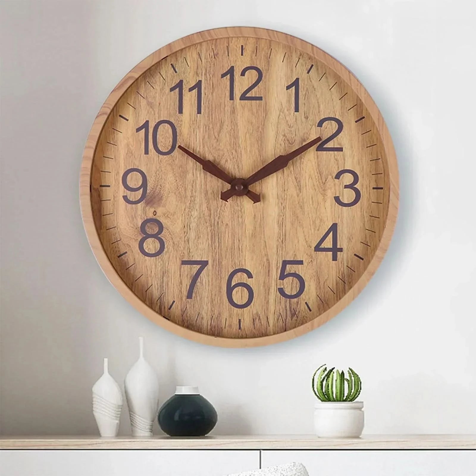 Wooden Wall Clock – Stylish Wooden Clock in Natural Design for Quiet & Elegant Living Spaces