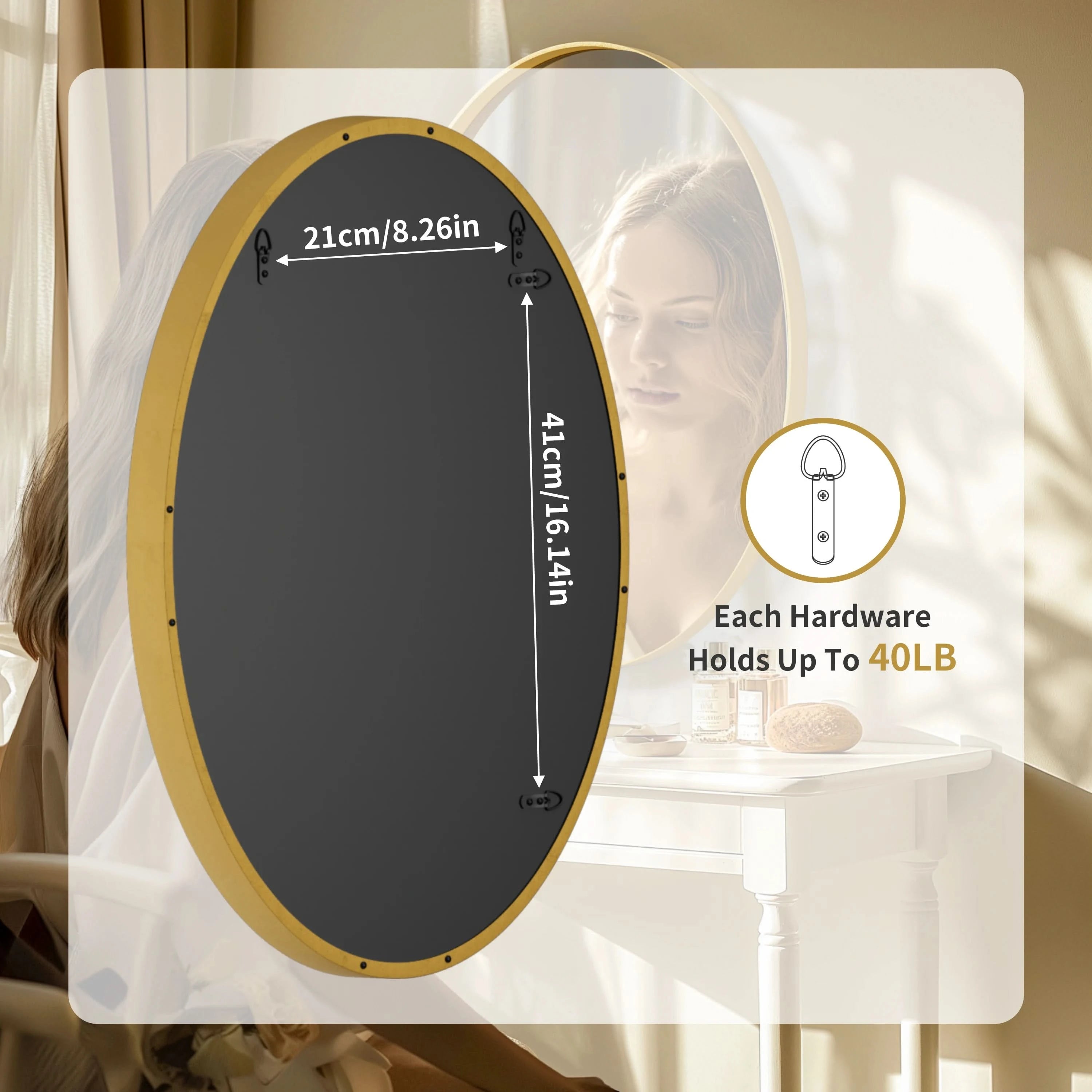 Klarion Oval Gold Bathroom Mirror with Gold Metal Frame