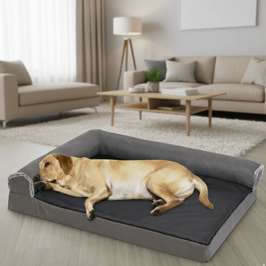 PAWMORY – L-förmiges Hundesofa aus Memory-Schaum – Wasserdichter Bezug & rutschfeste Unterseite 1