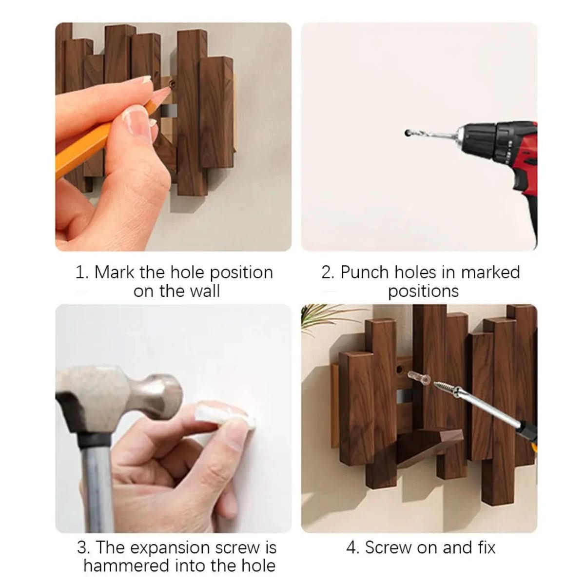 PIANOHANG Wall Shelf – Solid Wood Wall Coat Rack with Foldable Piano Design Hooks