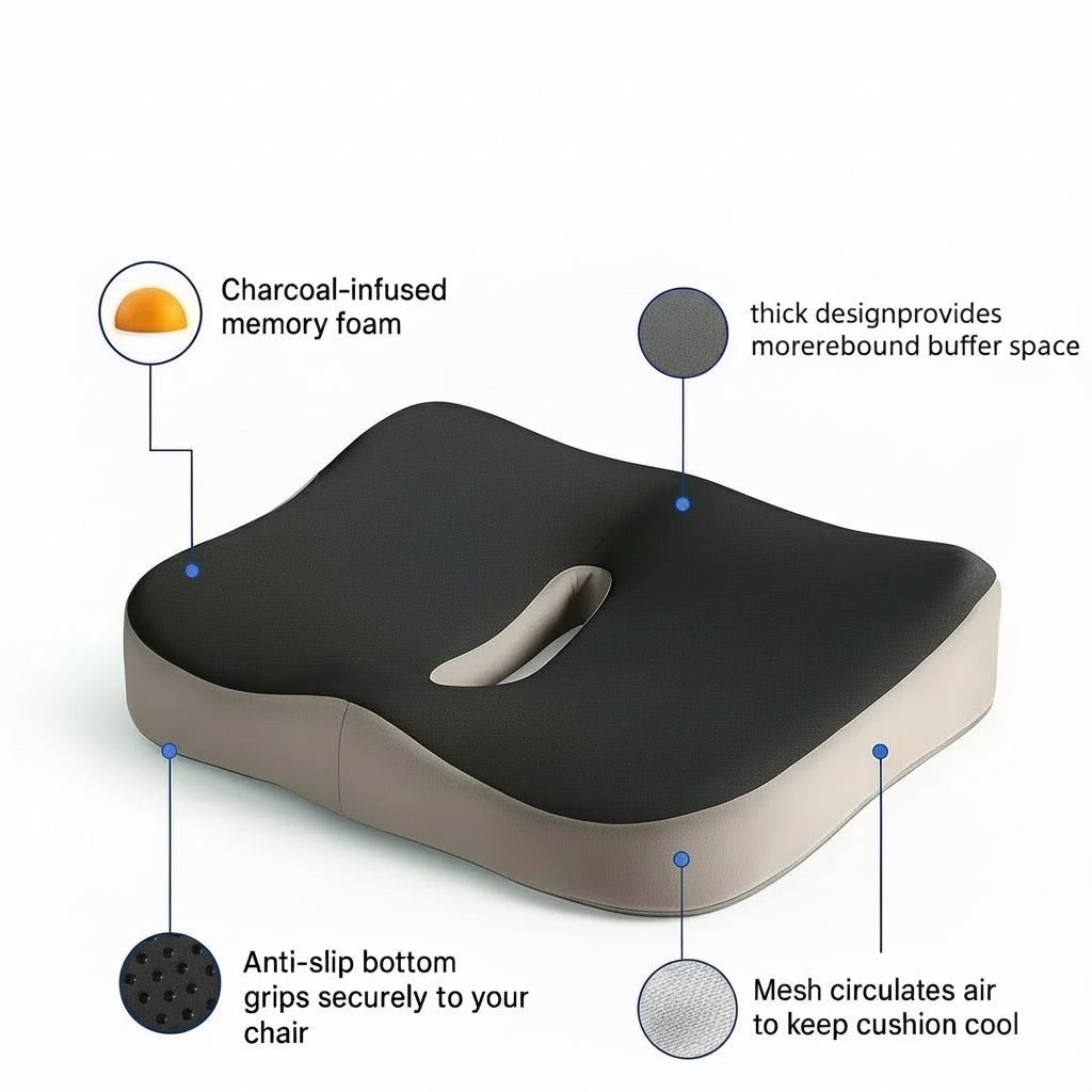 POSTUREPAD – Ergonomisches Bürositzkissen mit konturierter Rückenlehne aus Memory-Schaum 6