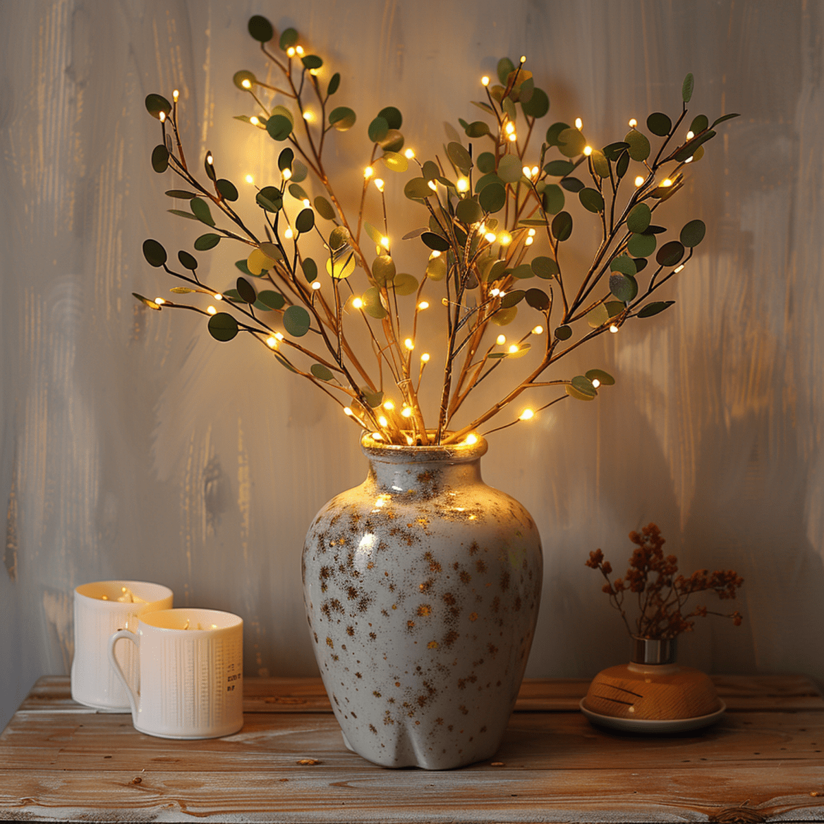 LUMIVISTA Olive Light – Mediterranean LED Light Branches for Atmospheric and Cordless Decoration