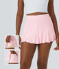 Ribbed Knit Tennis Skirt – Feminine 2-in-1 Skirt with Ruffle Hem