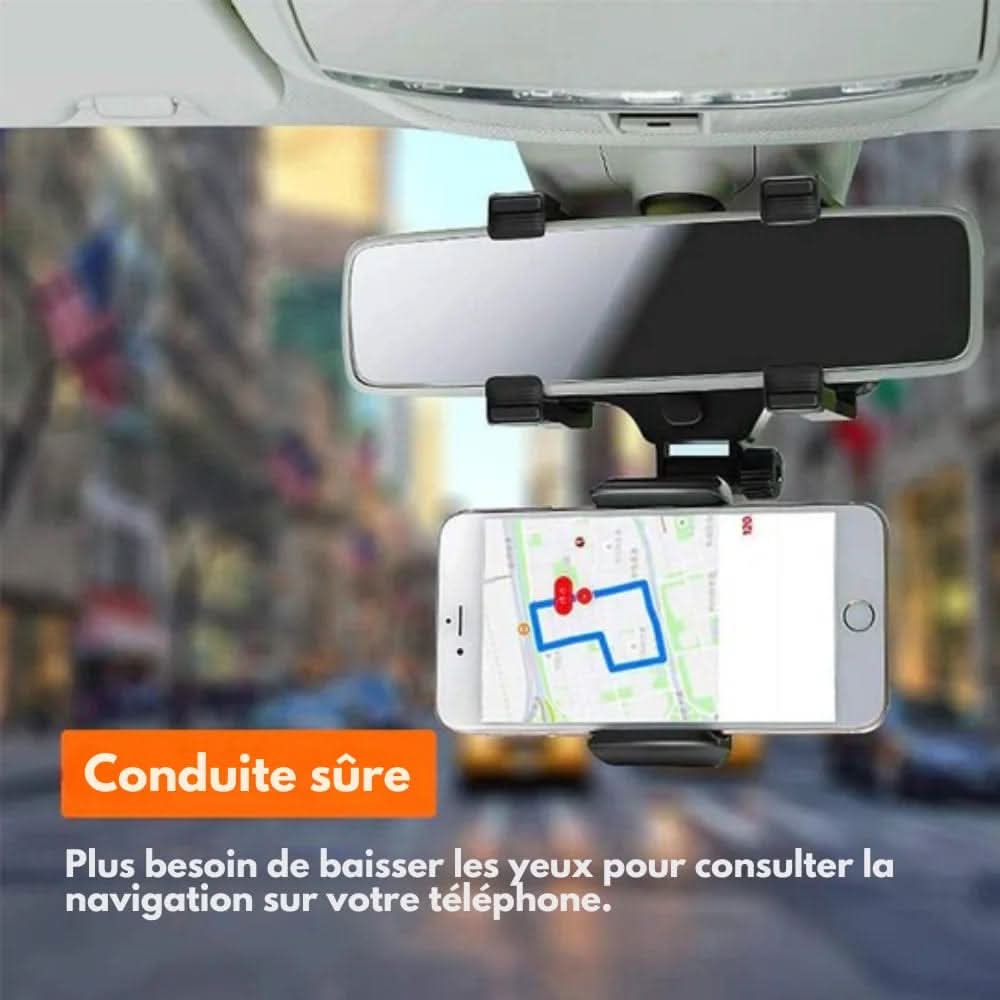 Road View – Rearview Mirror Phone Holder For Safe And Comfortable Driving