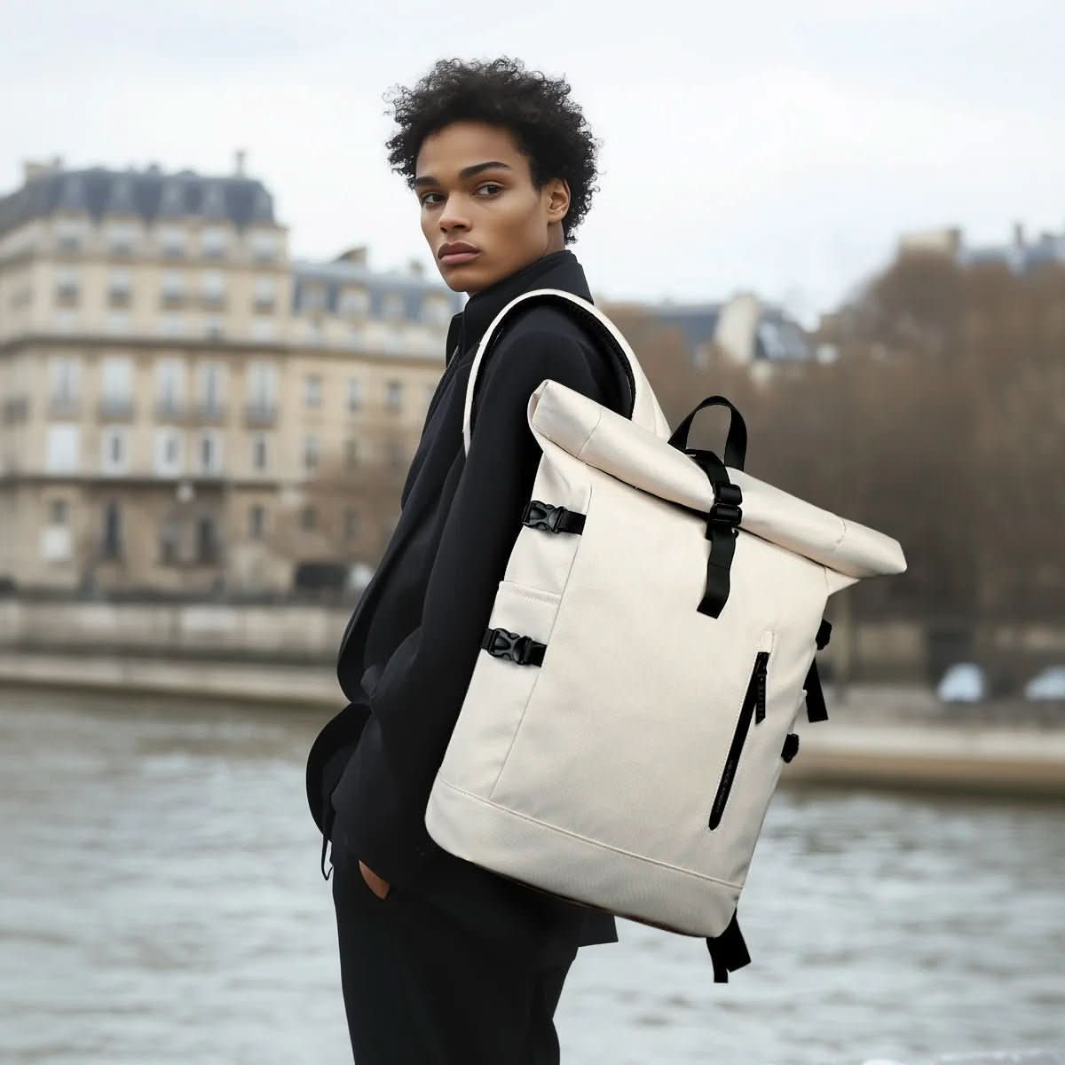ROLLTRAIL Backpack - Expandable Rolltop Backpack with USB, Laptop Compartment & Anti-Shock System