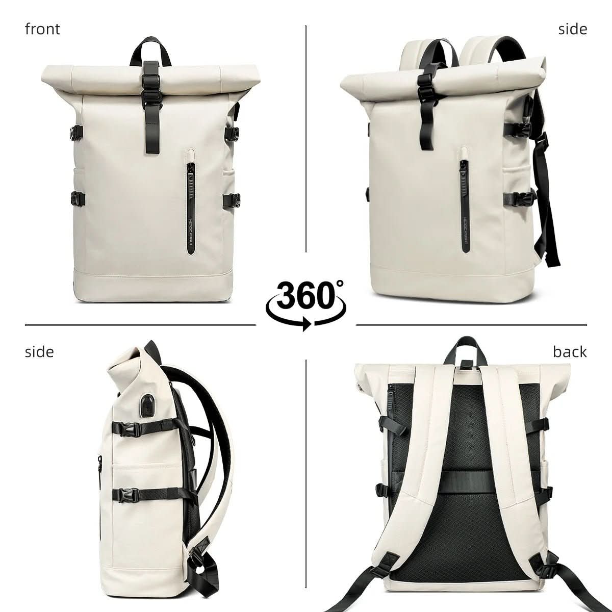 ROLLTRAIL Backpack - Expandable Rolltop Backpack with USB, Laptop Compartment & Anti-Shock System