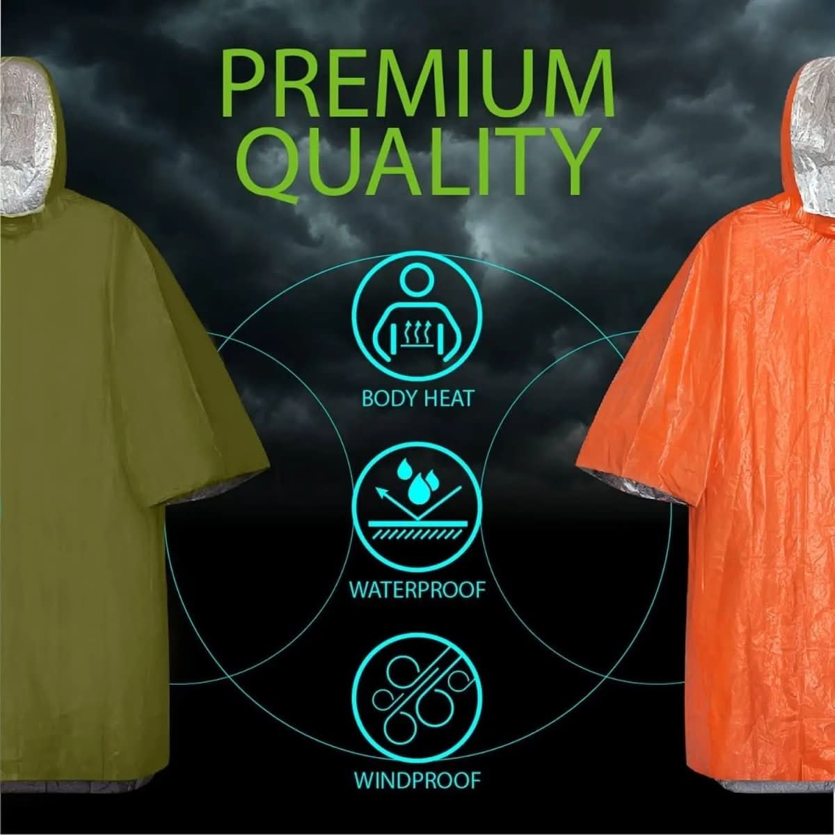 Rain Protection Poncho – Emergency Rain Poncho with Hood for Outdoor Protection
