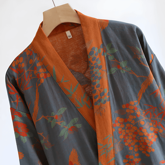 Retro Cotton Gauze Bathrobe – Lightweight Vintage Style Robe