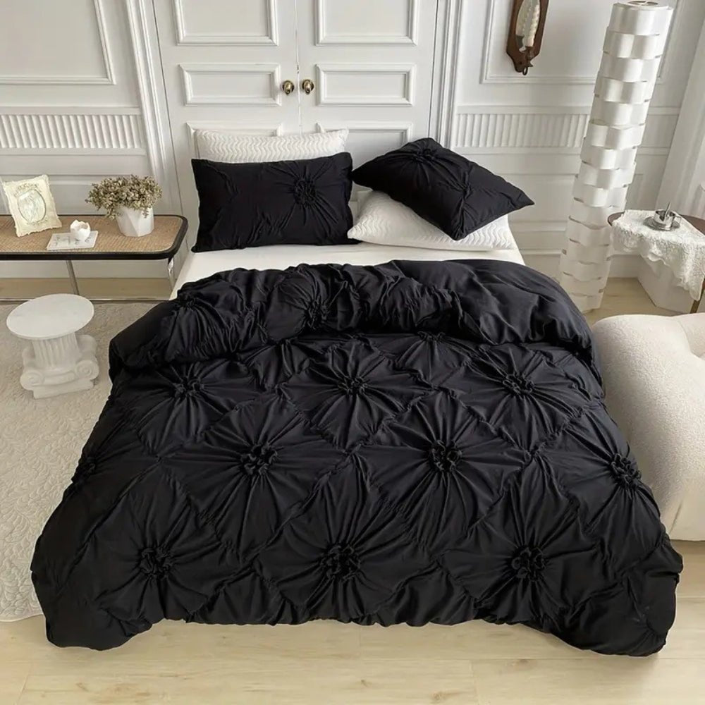 RuffleBloom – Elegantes Bettbezug-Set mit Rüschen und Blumenmuster 2