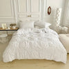Ruffled Duvet Cover Set - Elegant Ruffled Floral Microfiber Duvet Cover Set