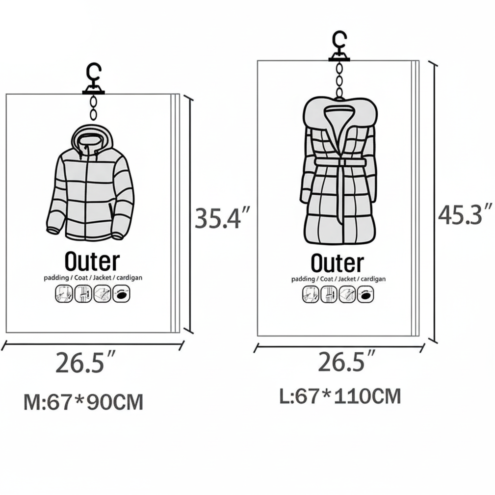 Professional Vacuum Bags – Hanging Vacuum Storage Bags Set of 3