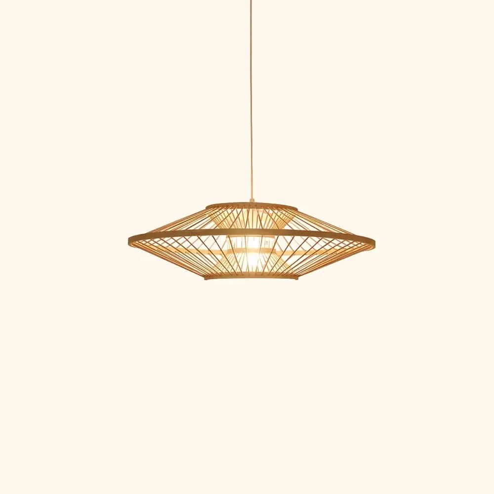 SERELIA Modern Geometric Bamboo Pendant Light Eco-Friendly Lighting Kitchen Dining Room