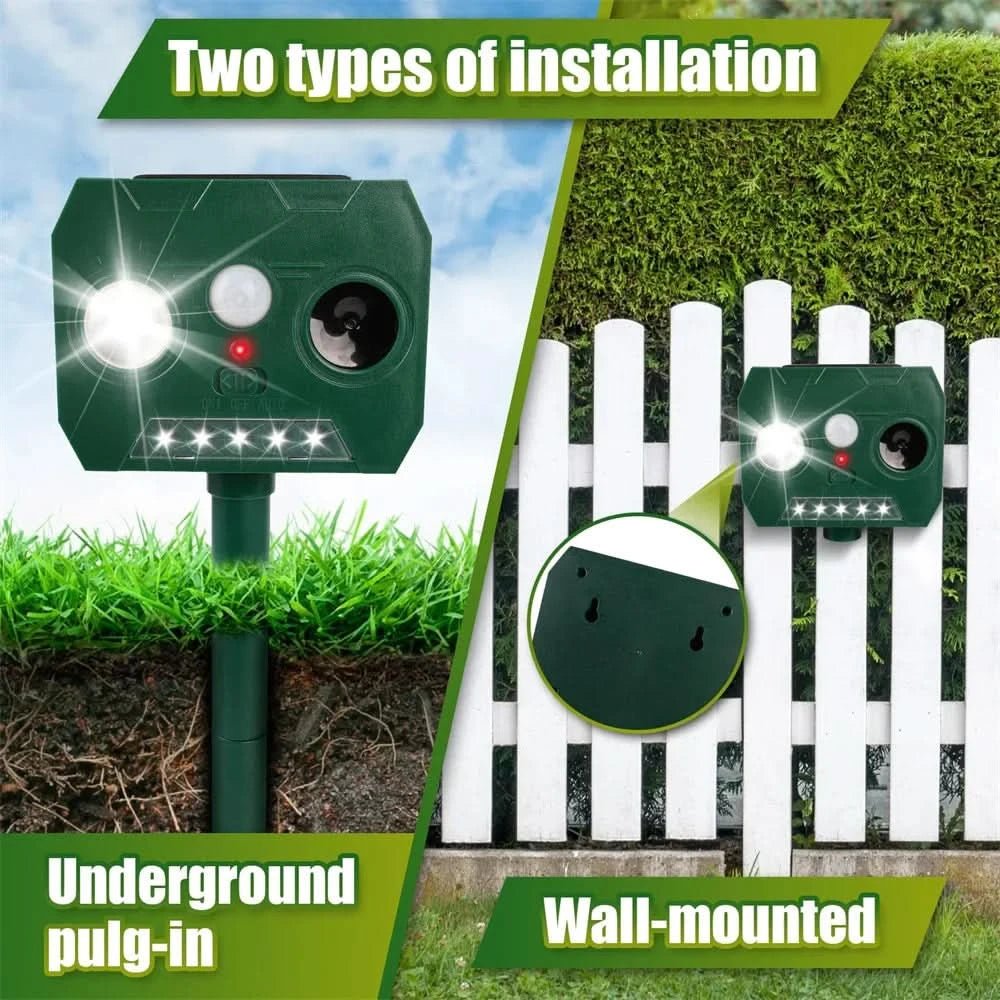 Ultraguard Animal Repellent - Ultrasonic Animal Repellent with LED Light - Weatherproof and Battery Operated