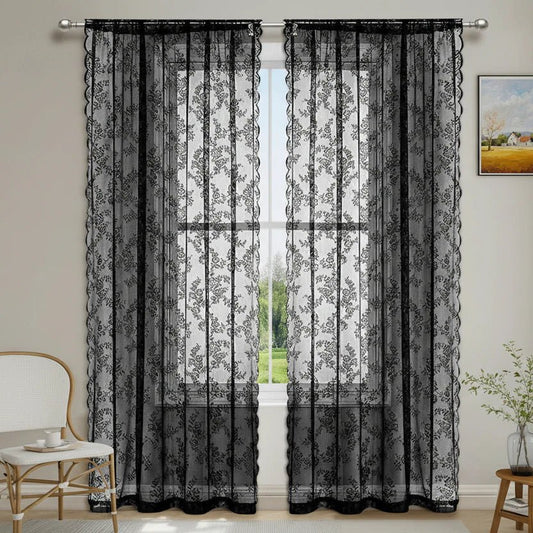 FLORALIA - Romantic Floral Lace Window Curtain
