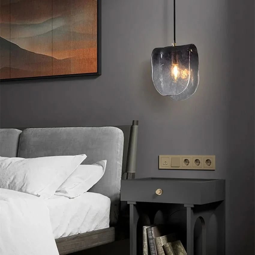 Diana Matt Glass Pendant Light Grey Folded Design For Bedroom Kitchen Cafe