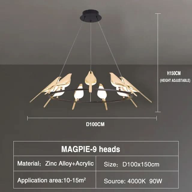 VIVIENNE Celestial Bird Chandelier Ceiling Light With Dimmable Light