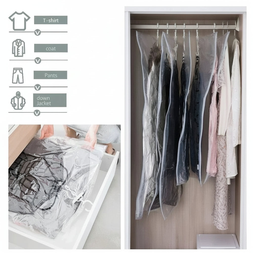 Professional Vacuum Bags – Hanging Vacuum Storage Bags Set of 3