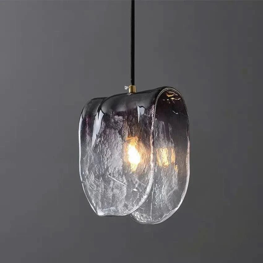 Diana Matt Glass Pendant Light Grey Folded Design For Bedroom Kitchen Cafe