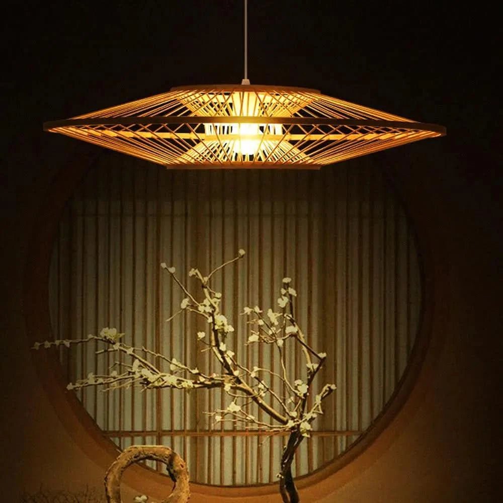 SERELIA Modern Geometric Bamboo Pendant Light Eco-Friendly Lighting Kitchen Dining Room