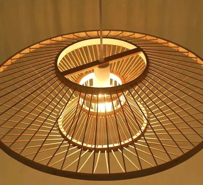 SERELIA Modern Geometric Bamboo Pendant Light Eco-Friendly Lighting Kitchen Dining Room