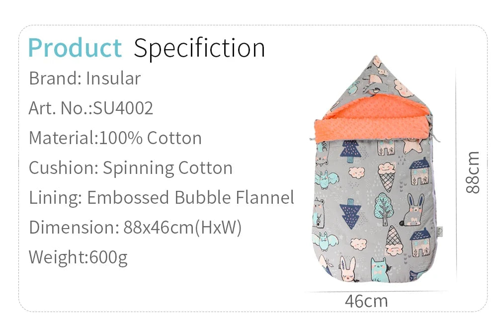 Baby Schlafsack mit Kapuze – Minky Decke für Neugeborene
