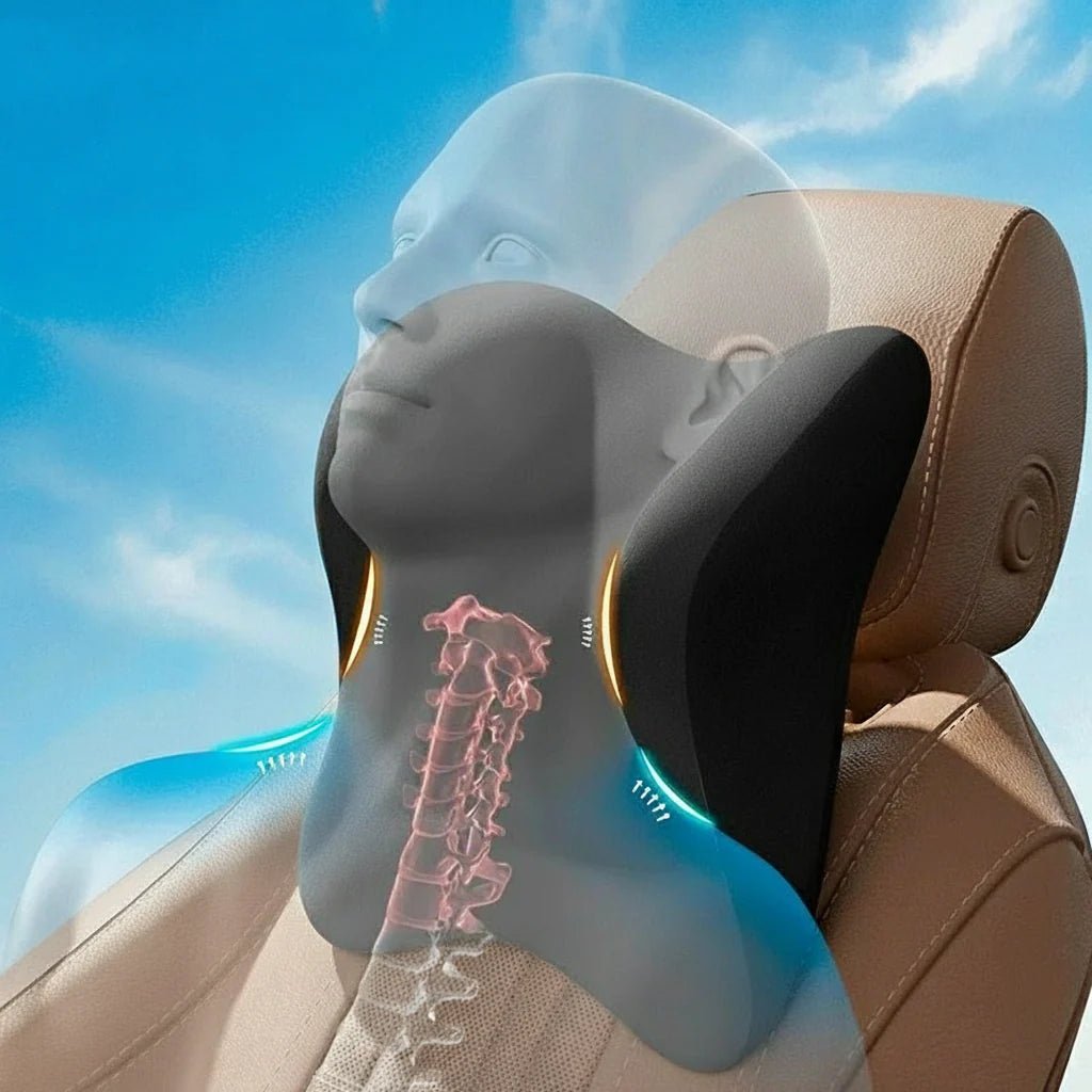 ERGOSNOOZE – Memory Foam Car Neck & Lumbar Pillow For Maximum Comfort