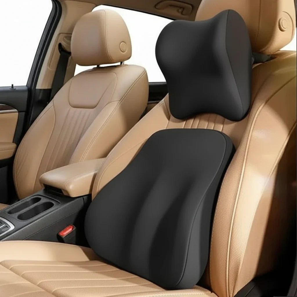 ERGOSNOOZE – Memory Foam Car Neck & Lumbar Pillow For Maximum Comfort